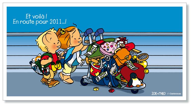 Carte de vœux-Zoé et Théo