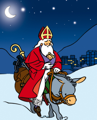 Illustration jeunesse-arrivée de Saint-Nicolas (détail)