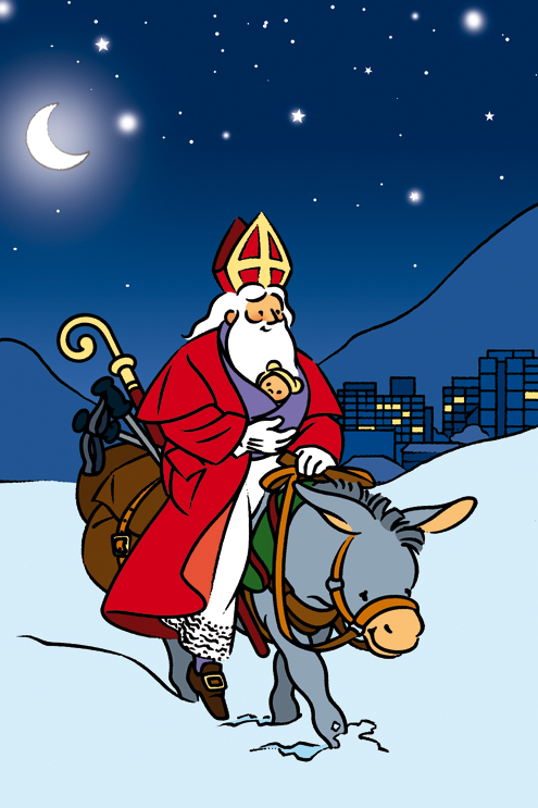 Illustration jeunesse-arrivée de Saint-Nicolas (détail)