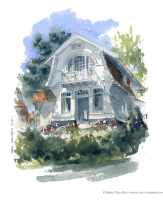 Aquarelle-Villa « Casa Blanca » à Koksijde.