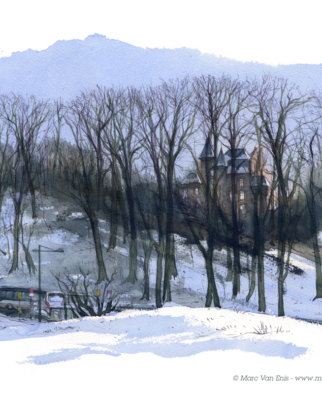 Aquarelle-Château du Groeselenberg à Uccle (Bruxelles)